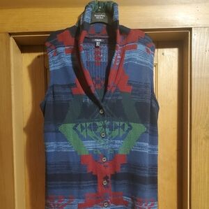 Chaps Red and Blue Patterned Knit Vest 3xl